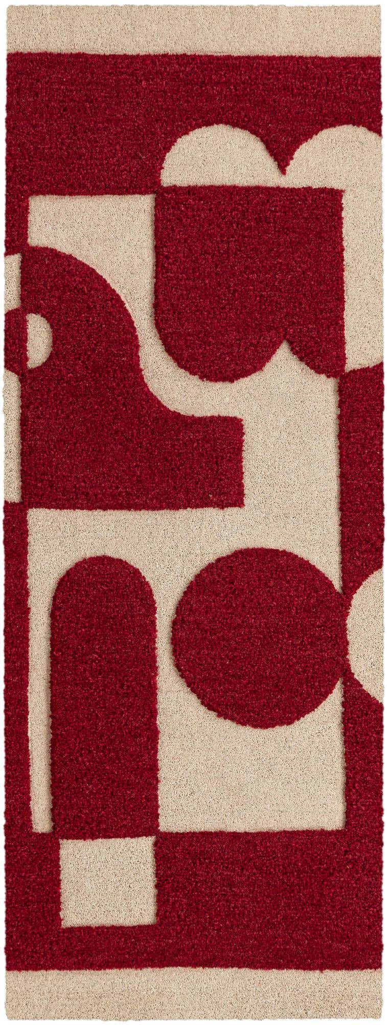 Läufer Teppich AI Handgetuftet in Elfenbein und Rot von Hadorn™ - Lifestyle Image