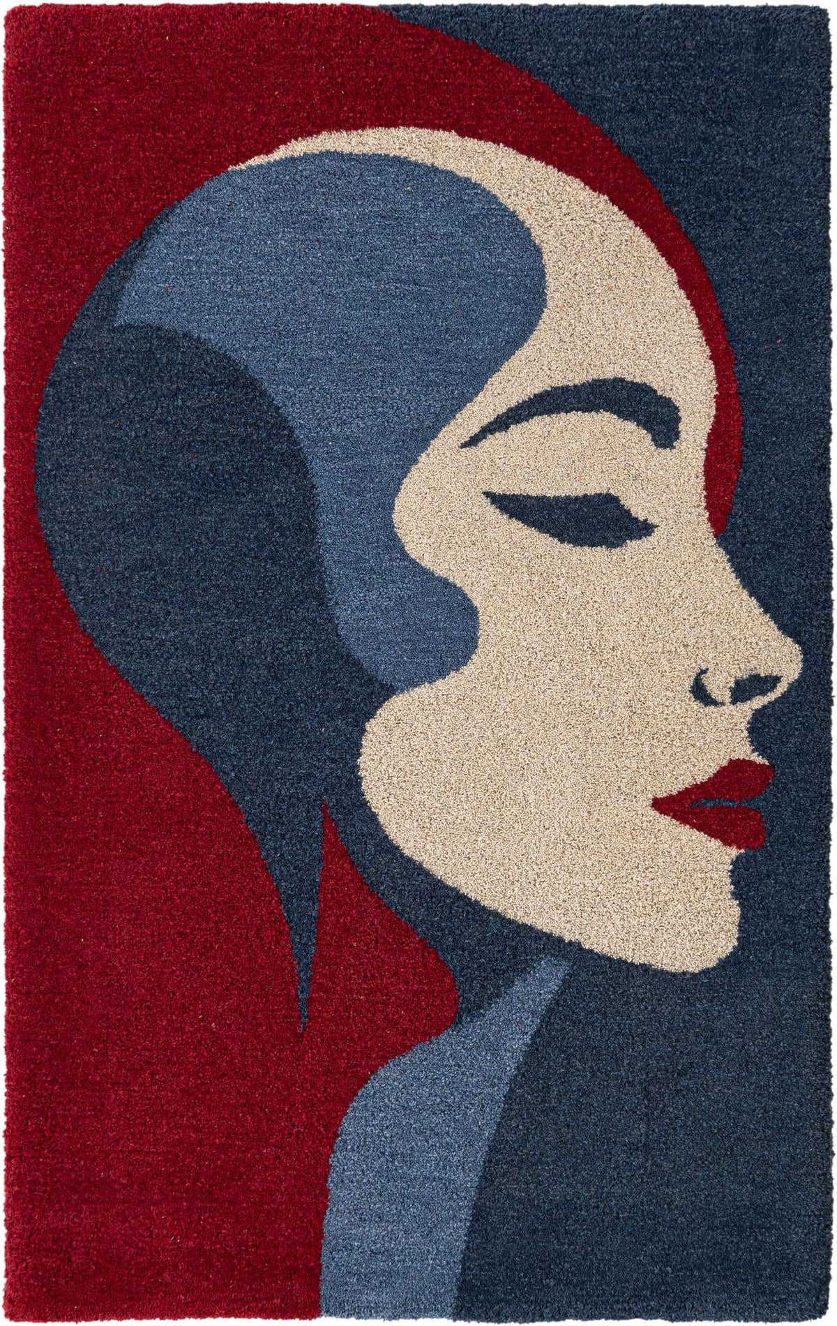 Rechteck Teppich AI Handgetuftet in Blau und Rot von Hadorn™ - Lifestyle Image