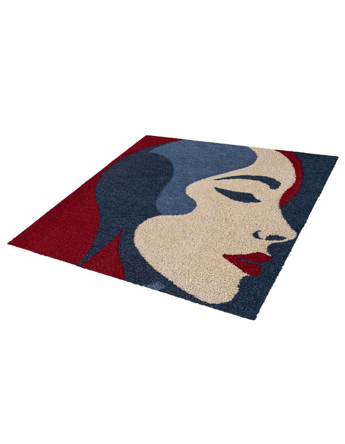 Quadratisch Teppich AI Handgetuftet in Blau und Rot von Hadorn™ - Lifestyle Image