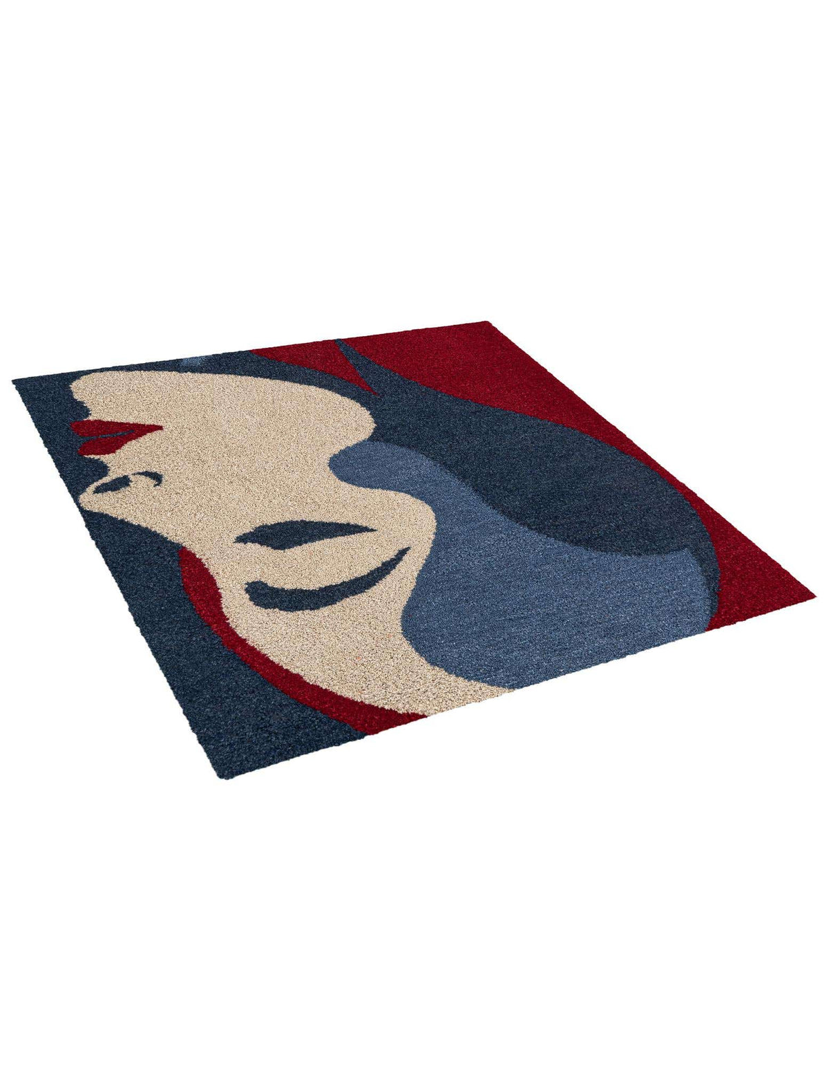 Quadratisch Teppich AI Handgetuftet in Blau und Rot von Hadorn™ - Lifestyle Image