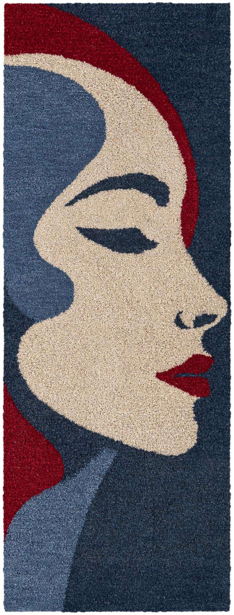 Läufer Teppich AI Handgetuftet in Blau und Rot von Hadorn™ - Lifestyle Image