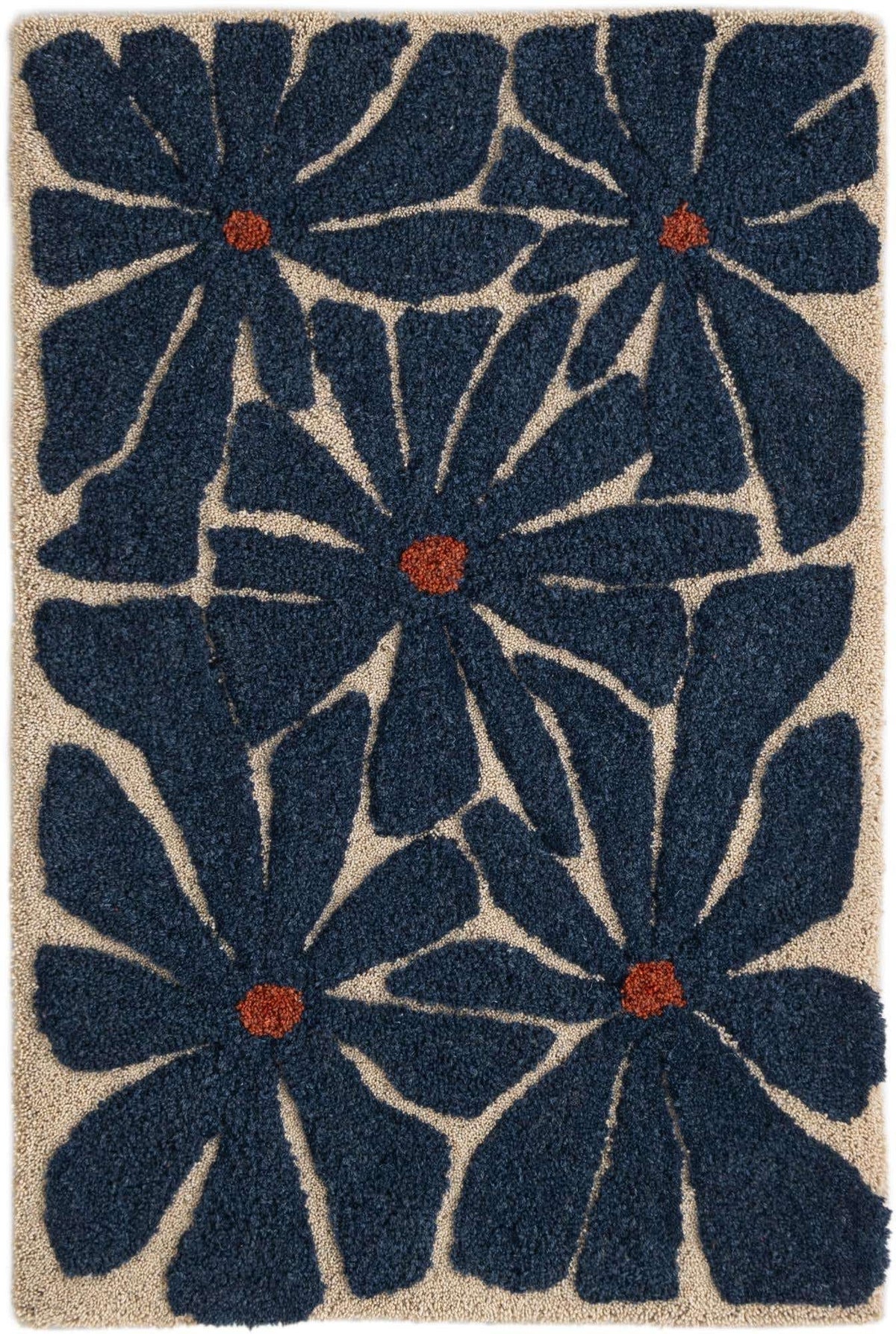 Rechteck Teppich AI Handgetuftet in Marineblau und Elfenbein von Hadorn™ - Lifestyle Image