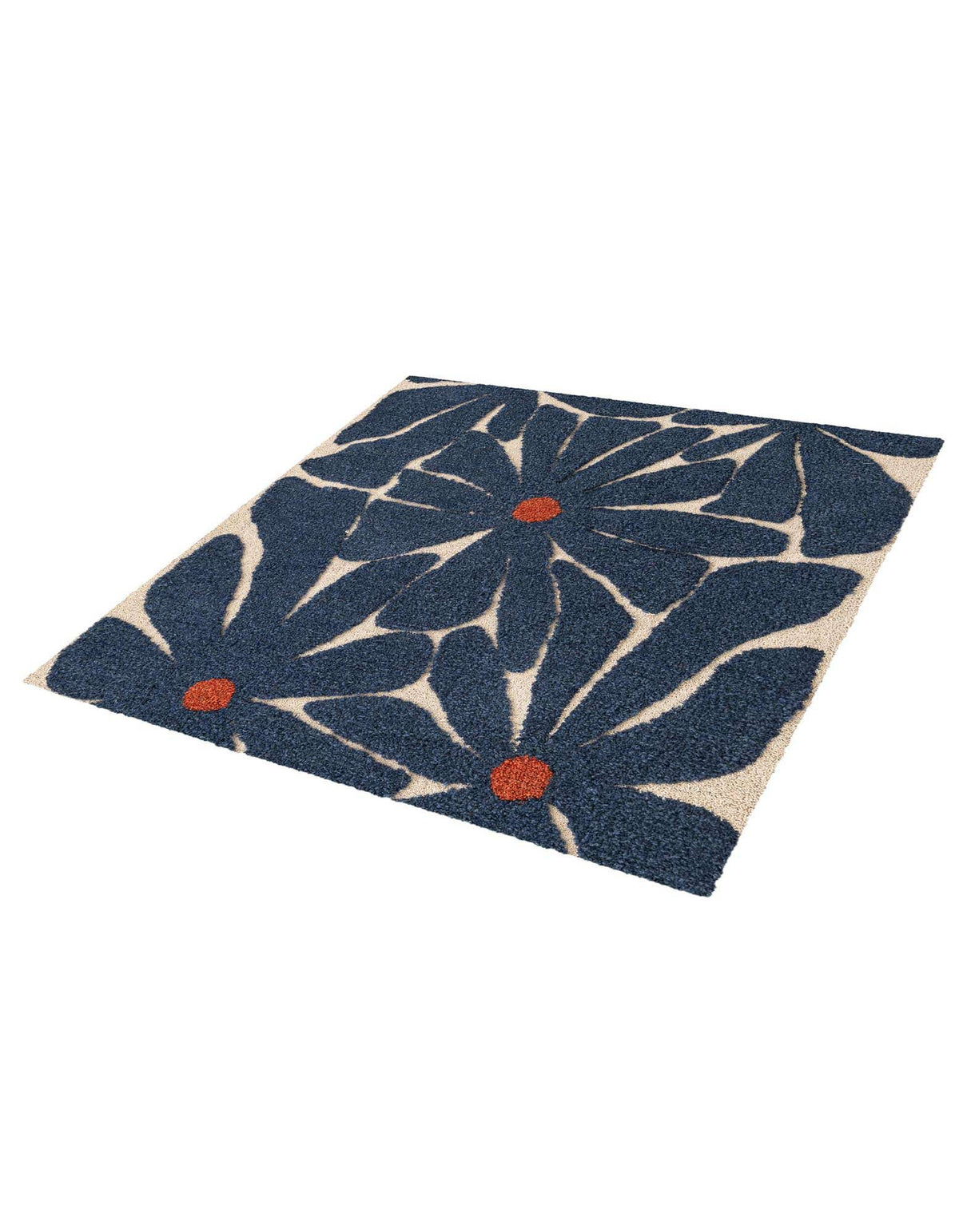 Quadratisch Teppich AI Handgetuftet in Marineblau und Elfenbein von Hadorn™ - Lifestyle Image
