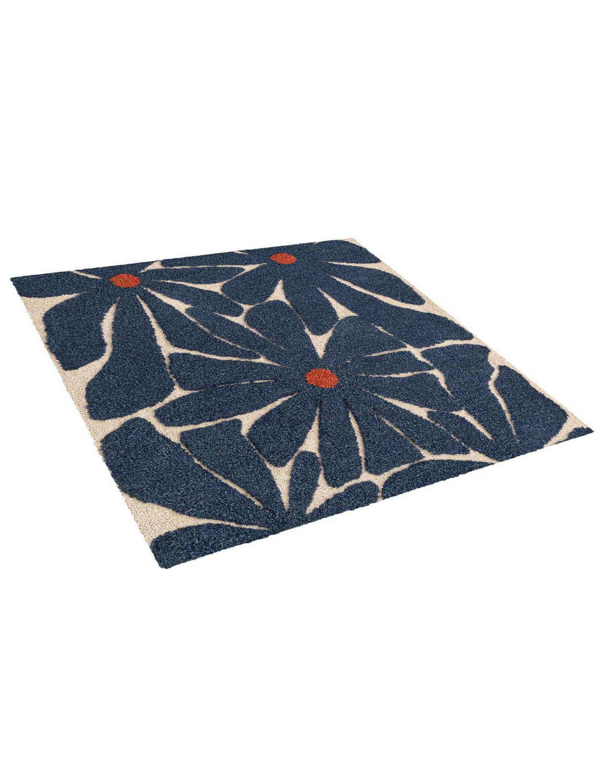 Quadratisch Teppich AI Handgetuftet in Marineblau und Elfenbein von Hadorn™ - Lifestyle Image