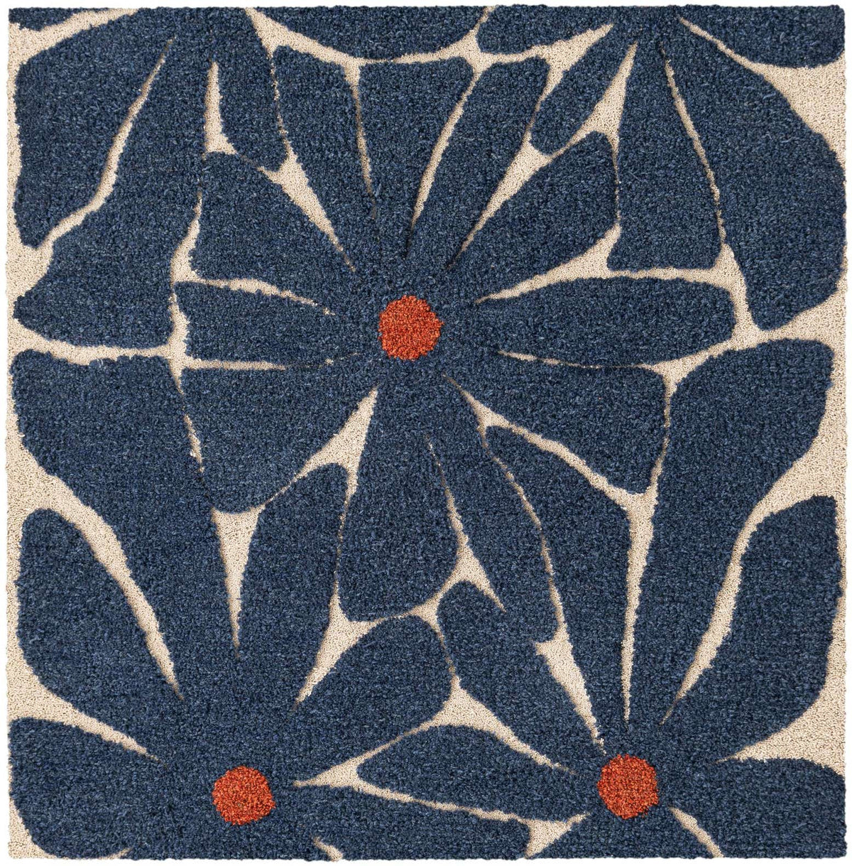 Quadratisch Teppich AI Handgetuftet in Marineblau und Elfenbein von Hadorn™ - Lifestyle Image