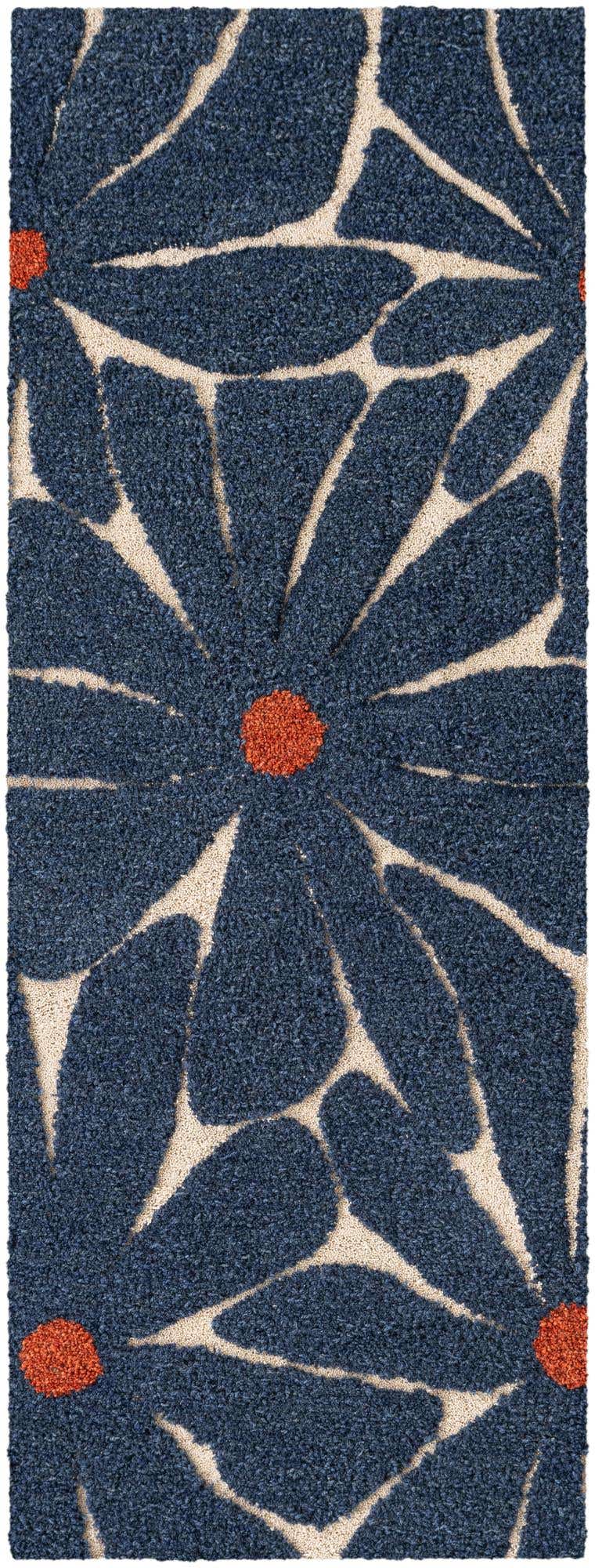 Läufer Teppich AI Handgetuftet in Marineblau und Elfenbein von Hadorn™ - Lifestyle Image