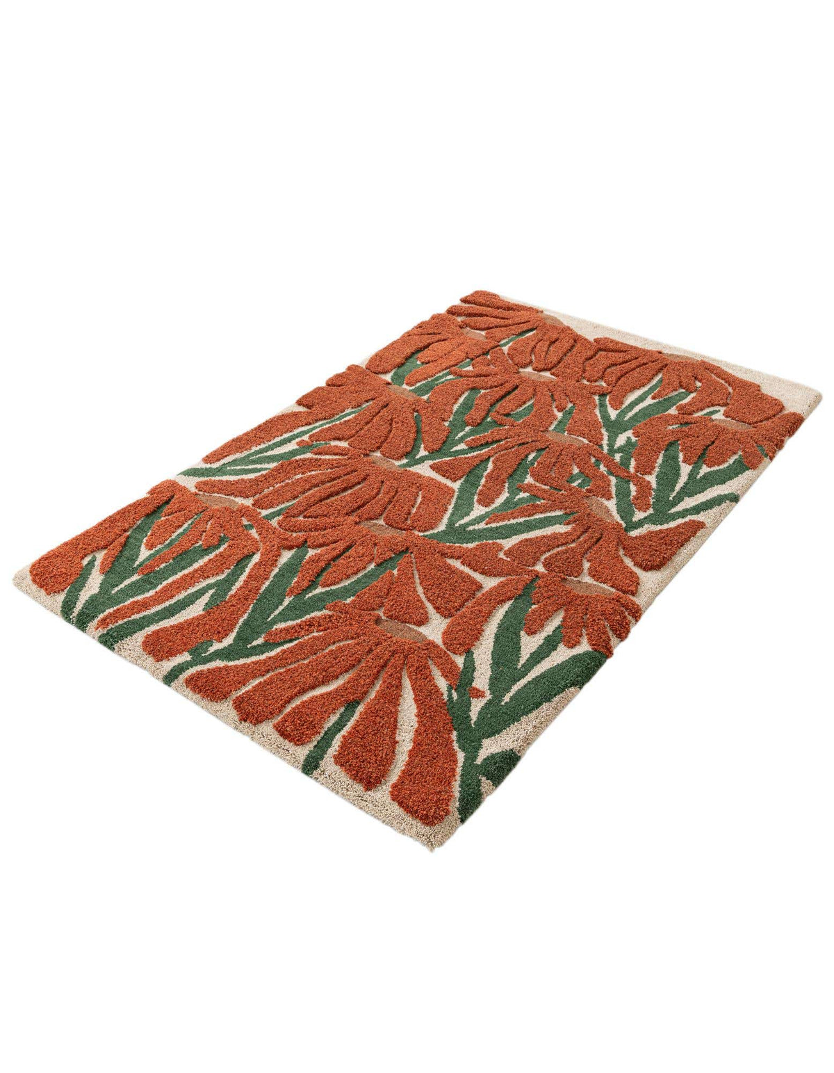 Rechteck Teppich AI Handgetuftet in Orange und Grün von Hadorn™ - Lifestyle Image