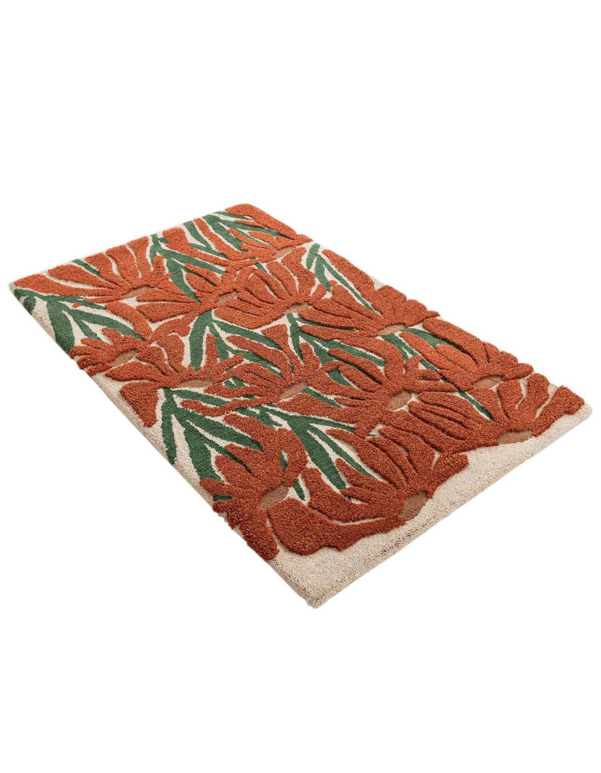Rechteck Teppich AI Handgetuftet in Orange und Grün von Hadorn™ - Lifestyle Image
