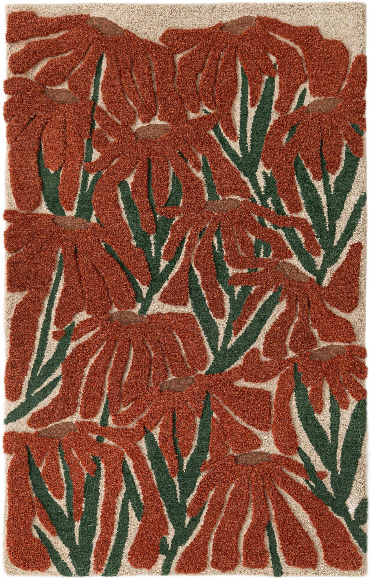 Rechteck Teppich AI Handgetuftet in Orange und Grün von Hadorn™ - Lifestyle Image