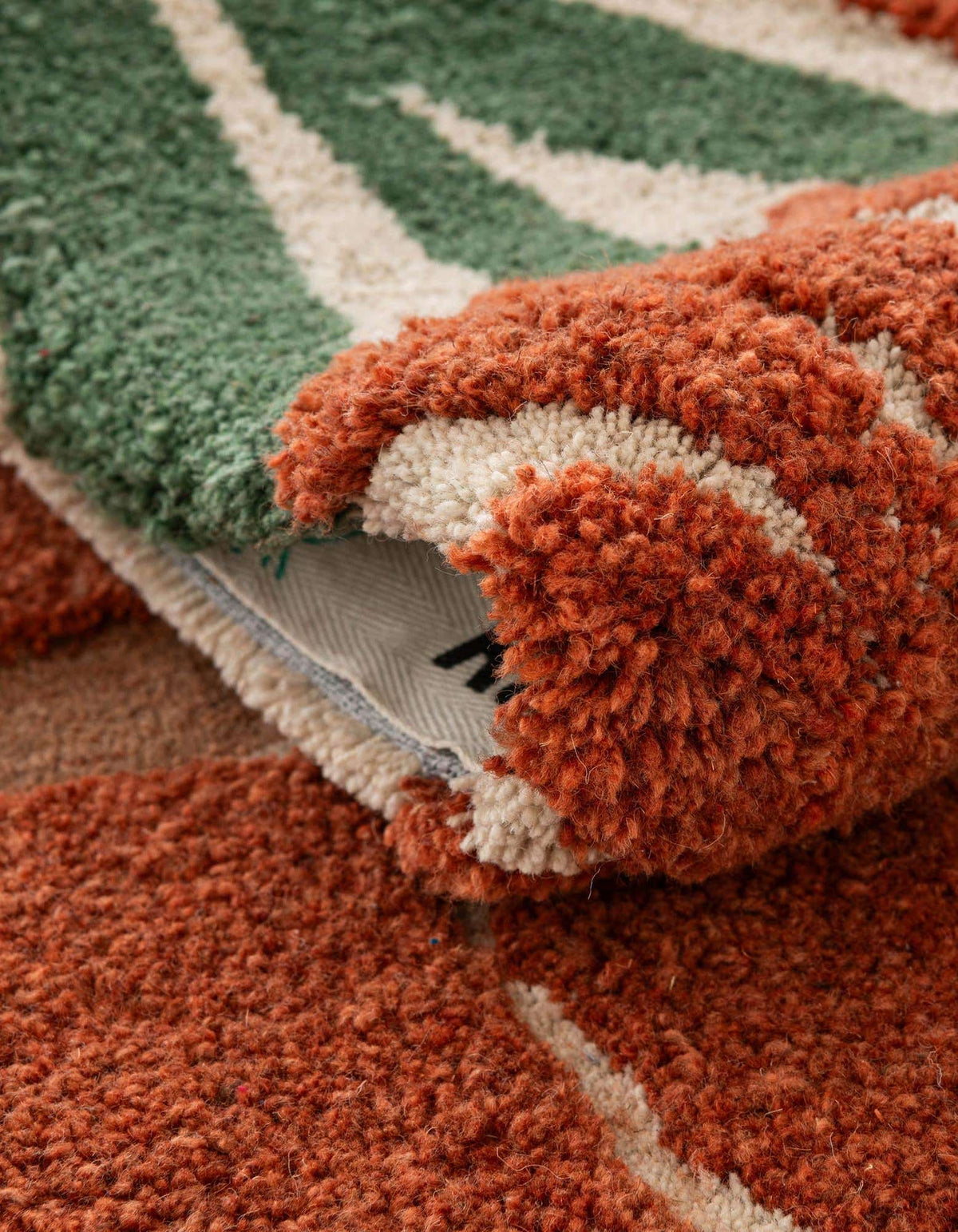 Rechteck Teppich AI Handgetuftet in Orange und Grün von Hadorn™ - Lifestyle Image