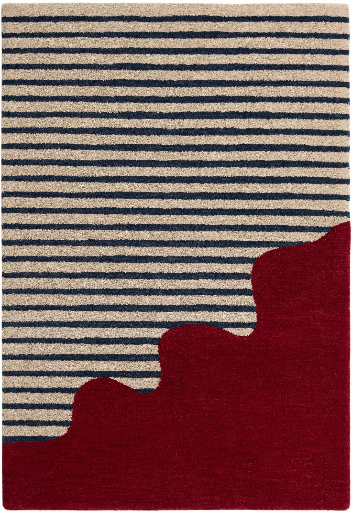 Rechteck Teppich AI Handgetuftet in Elfenbein und Rot von Hadorn™ - Lifestyle Image