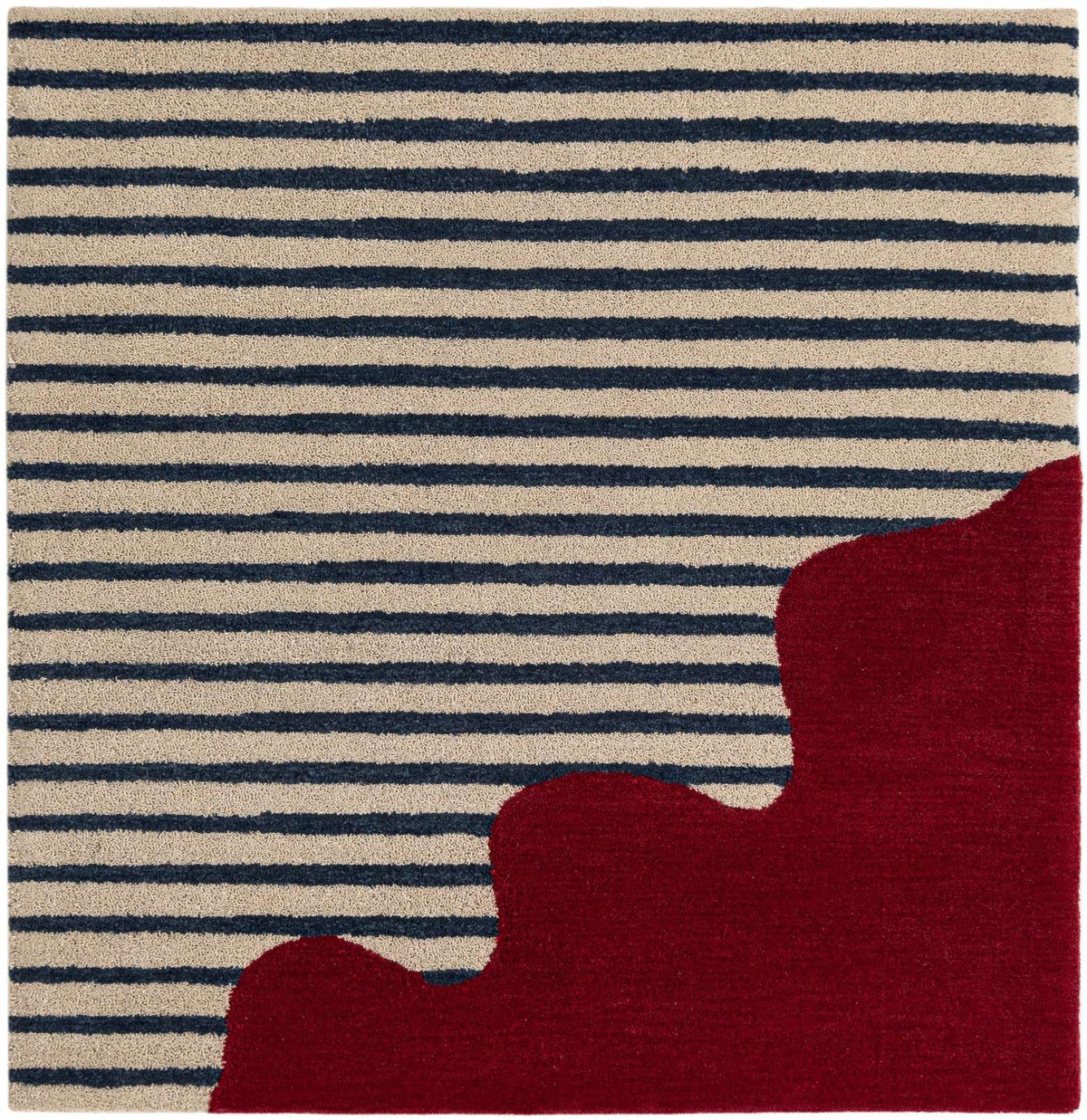 Quadratisch Teppich AI Handgetuftet in Elfenbein und Rot von Hadorn™ - Lifestyle Image