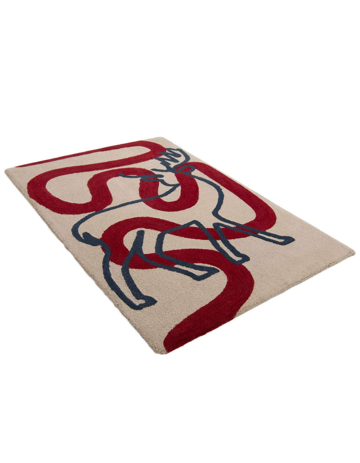 Rechteck Teppich AI Handgetuftet in Elfenbein und Rot von Hadorn™ - Lifestyle Image