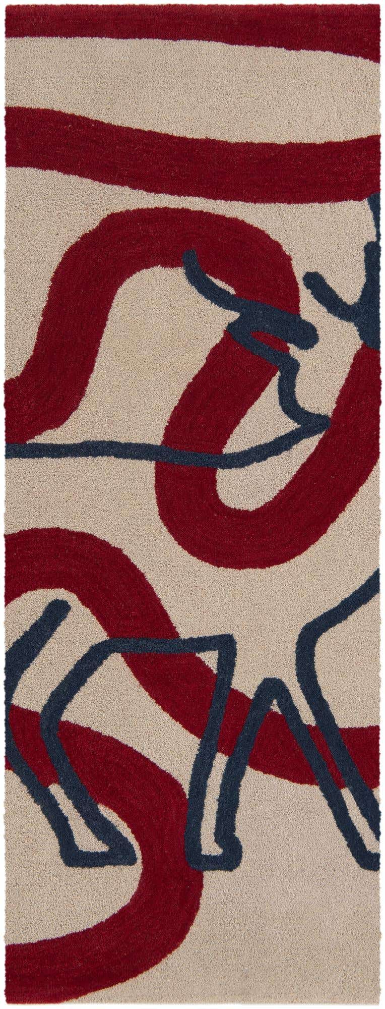 Läufer Teppich AI Handgetuftet in Elfenbein und Rot von Hadorn™ - Lifestyle Image