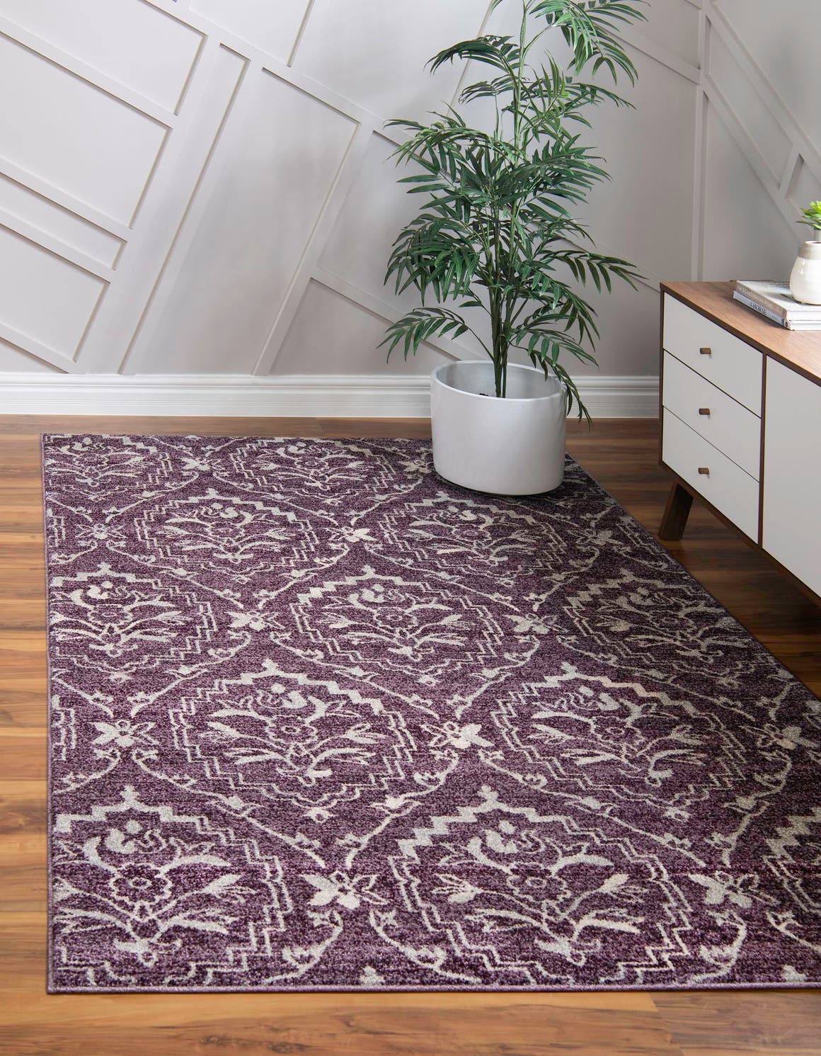Rechteck Teppich Damask in Lila von Hadorn™ - Lifestyle Image