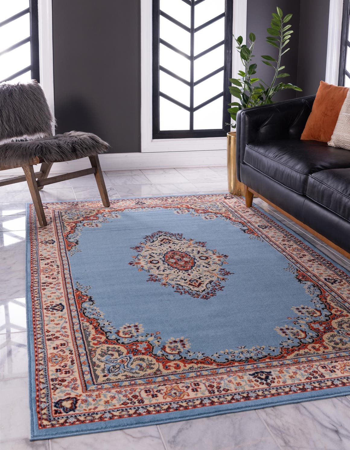 Rechteck Teppich Mashhad Design in Hellblau von Hadorn™ - Lifestyle Image