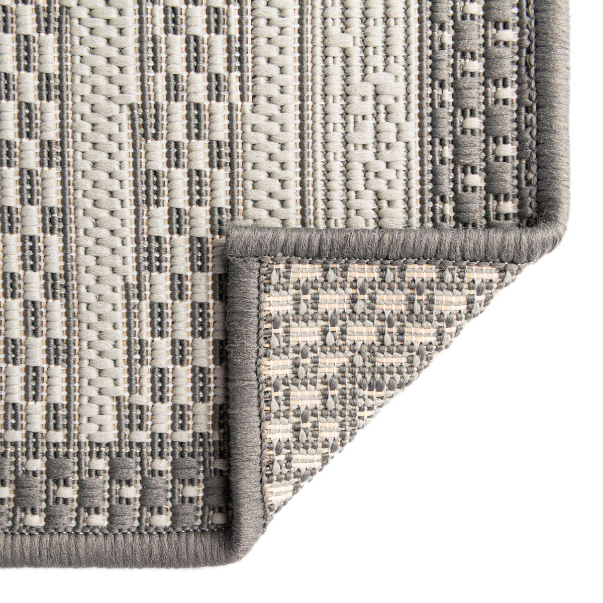 Rechteck Outdoor Teppich Outdoor Border in Grau von Hadorn™ - Lifestyle Image