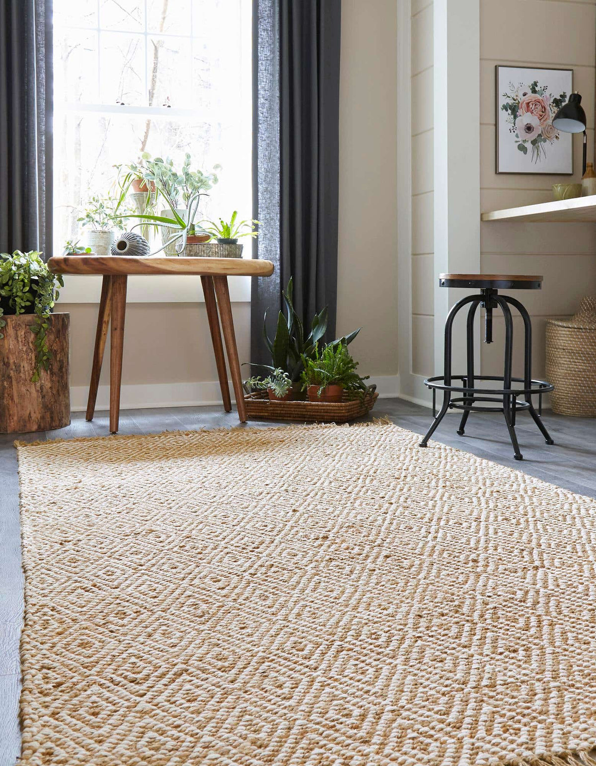 Rechteck Teppich Braided Jute in Natürlich von Hadorn™ - Lifestyle Image