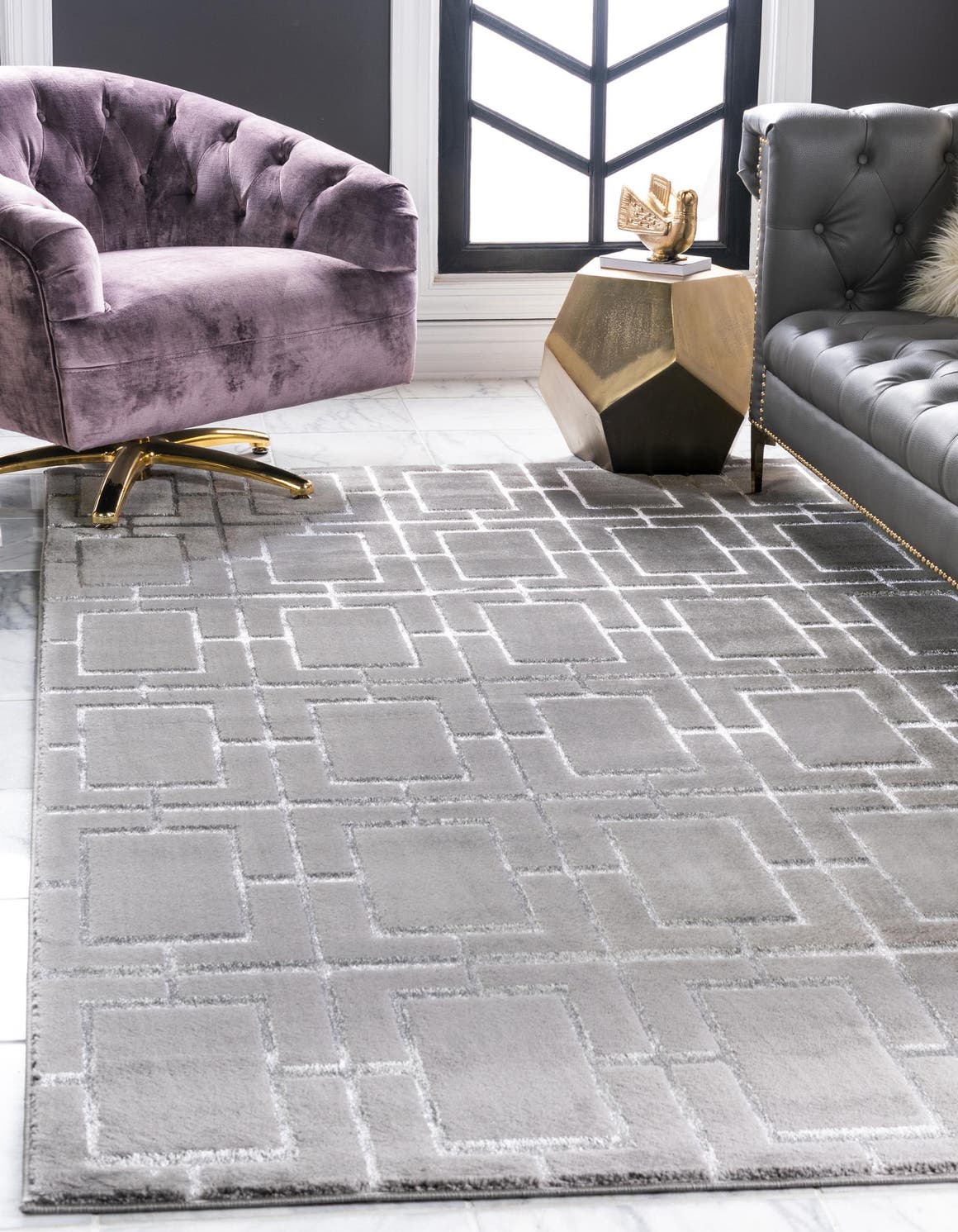 Rechteck Teppich Marilyn Monroe™ Glam Trellis in Graues Silber von Hadorn™ - Lifestyle Image