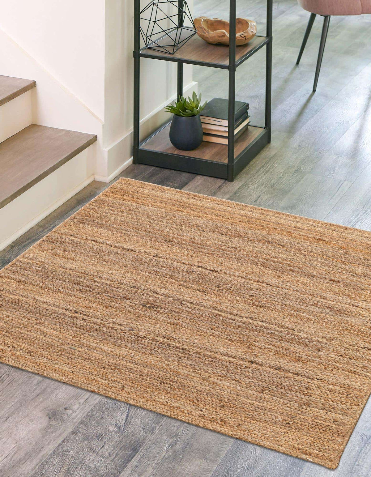 Quadratisch Teppich Braided Jute in Natürlich von Hadorn™ - Lifestyle Image