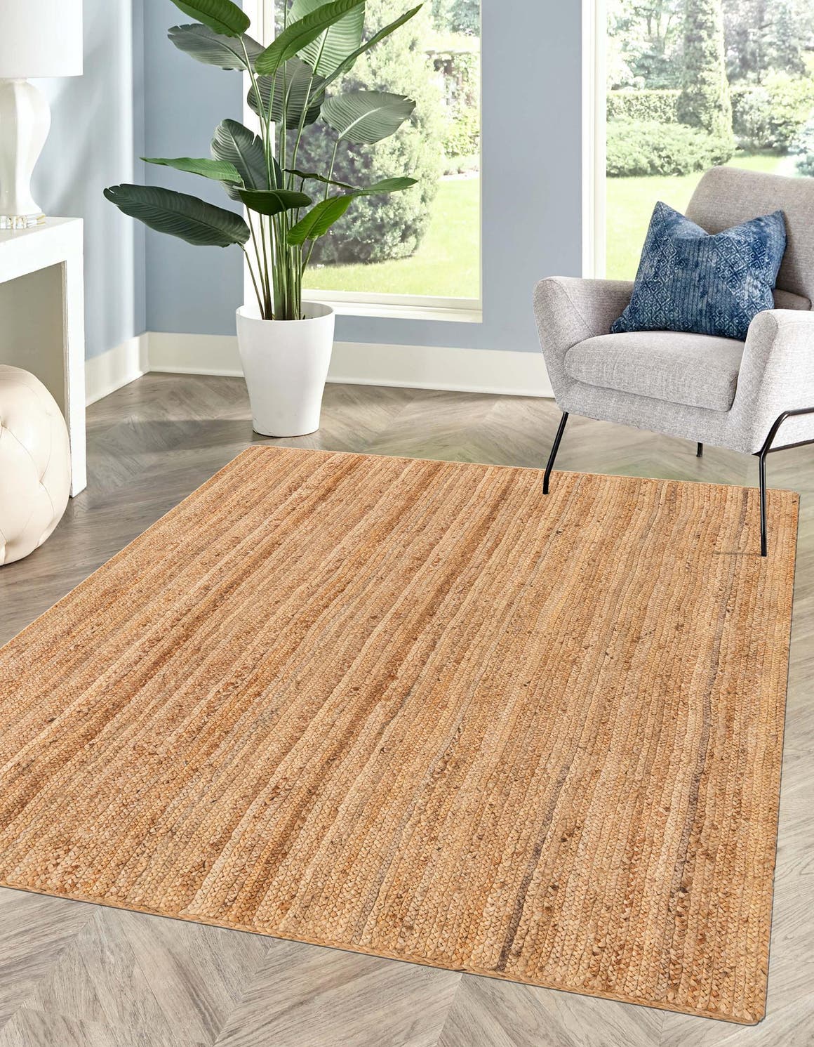 Rechteck Handgeflochten Teppich Braided Jute Luxe in Natürlich von Hadorn™ - Lifestyle Image