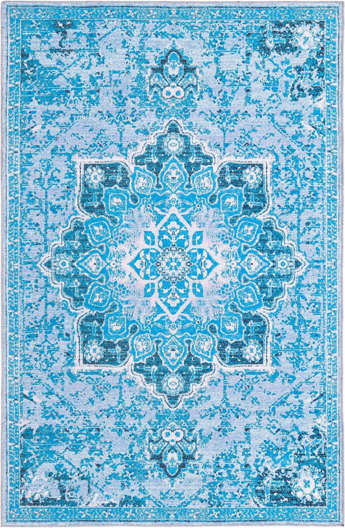 Rechteck Teppich Renaissance in Aqua Blau von Hadorn™ - Lifestyle Image